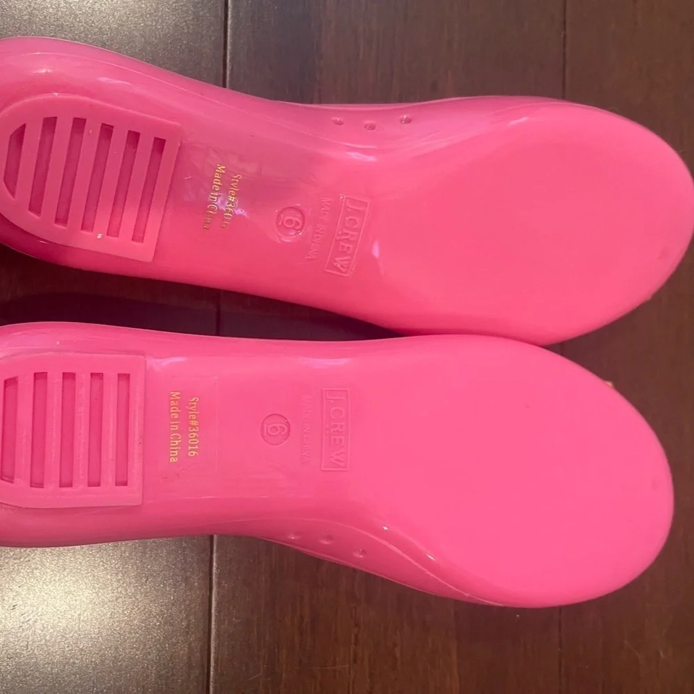 nwot/nwob J. Crew Factory Rainy Day Ballet Flats Pink & Orange jelly bow Flats 6